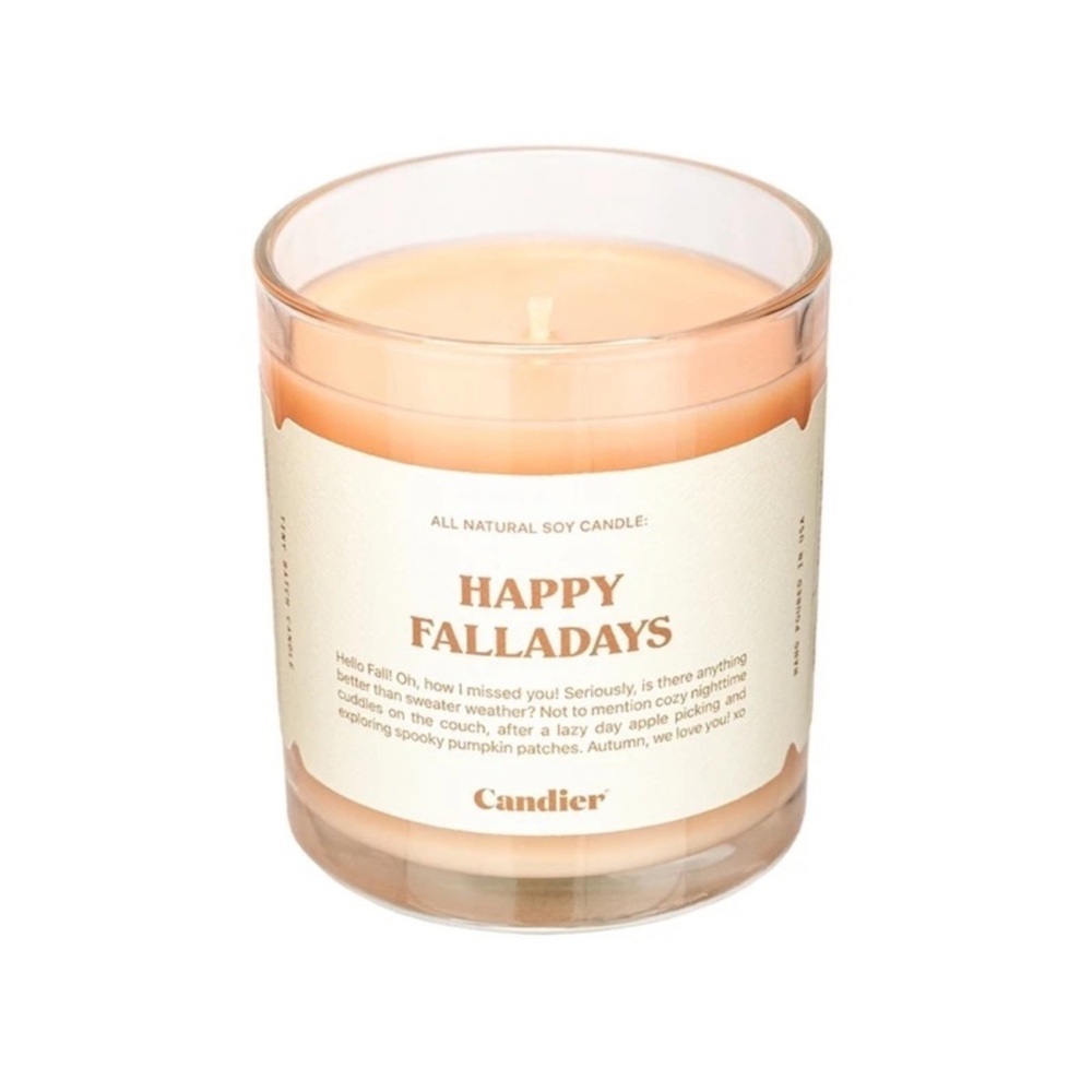 Candier Seasonal Happy Falladays Candle - All Natural Soy Fall Candle BRAND NEW!